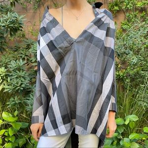 🍂 Burberry Brit Oversized Black, Grey, White Checkered Shirt 👁🍂